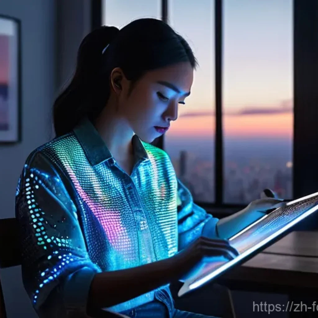 AI 예술의 저작권 문제 - **Prompt:** A young female artist, in her mid-20s, with a thoughtful expression, wearing a stylish y...