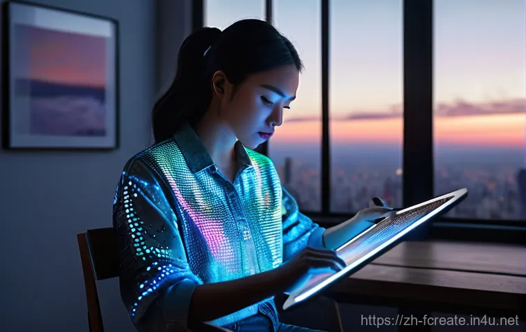 AI 예술의 저작권 문제 - **Prompt:** A young female artist, in her mid-20s, with a thoughtful expression, wearing a stylish y...