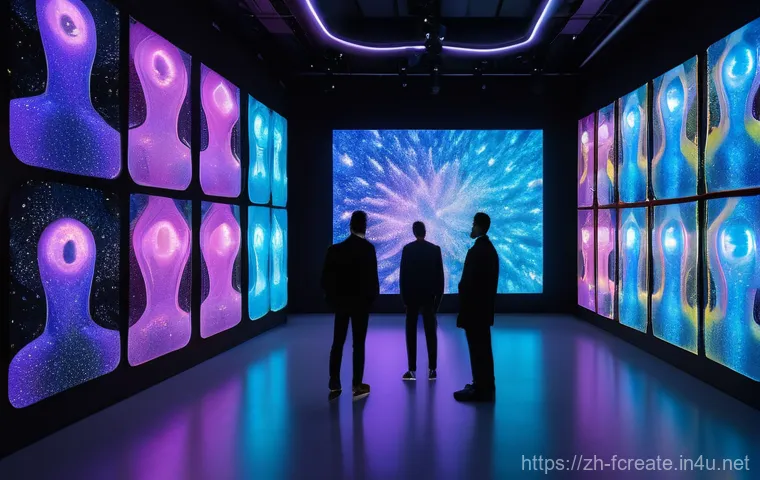 아티스트의 디지털 미래 - **Prompt:** A young, focused female artist, dressed in a stylish yet practical jumpsuit, is in her f...