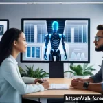 AI 창작의 경제적 영향 - **Prompt 1: AI-Human Collaboration in a Future Workplace**
    A diverse group of professionals, mal...