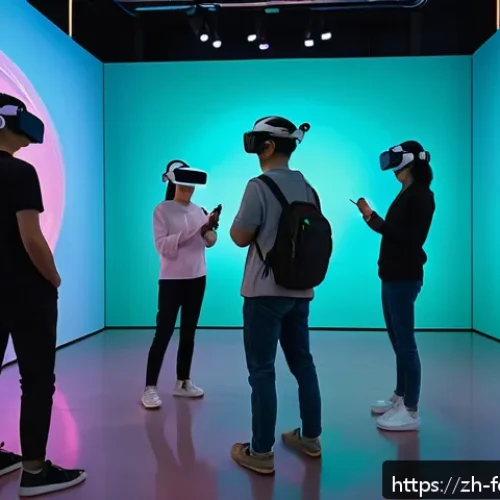 가상 현실 VR  아트 - A highly detailed immersive virtual reality art gallery scene featuring a diverse group of people we...