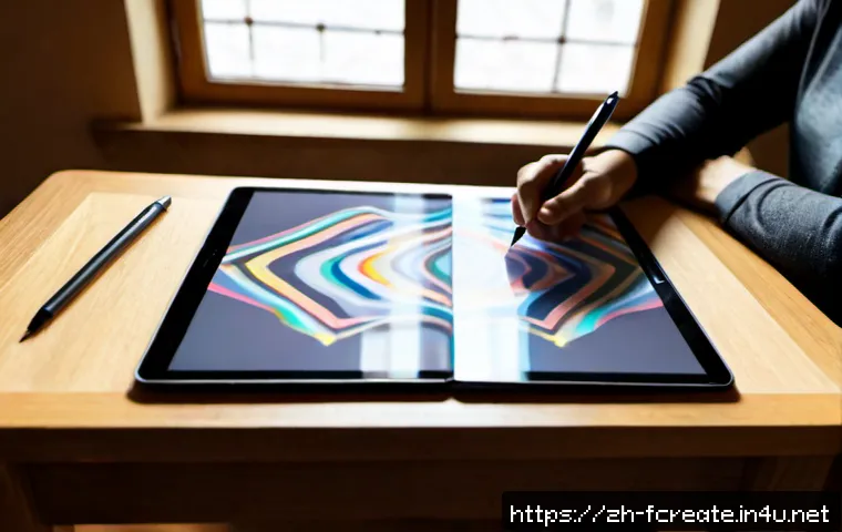 AI와 창작에서의 상호작용 - Photorealistic creative studio scene, a diverse adult artist seated at a clean wooden desk collabora...